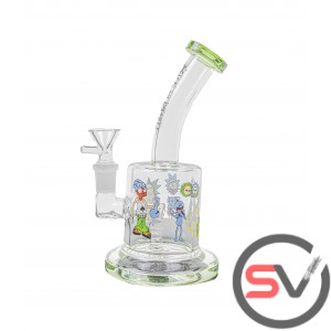 BENT NECK RICK AND MORTY WATER PIPE 7inch